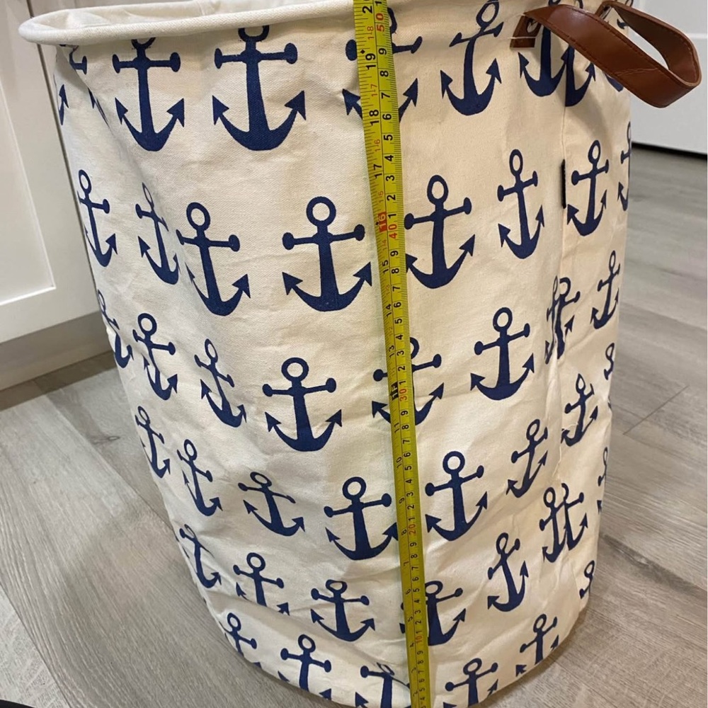 Nautical Anchor Print Laundry Basket